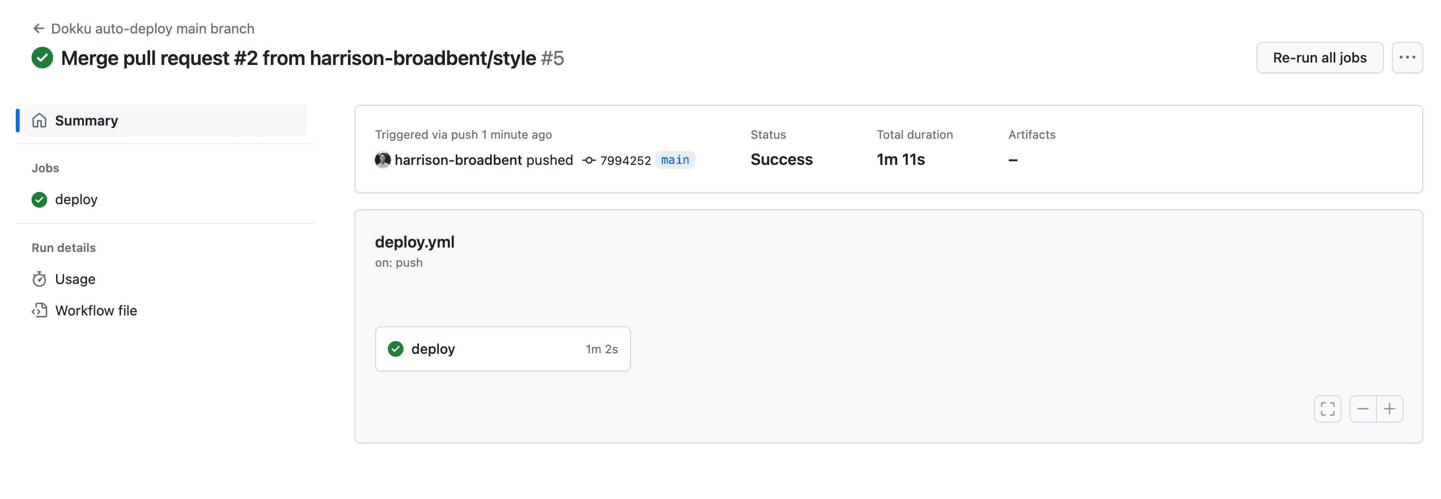 Our GitHub actions will run and deploy our app