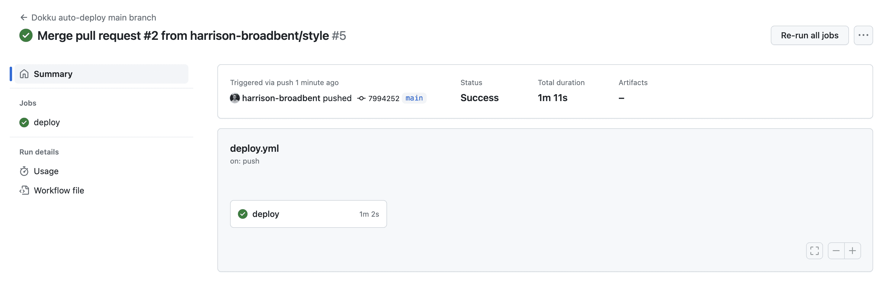 Our GitHub actions will run and deploy our app