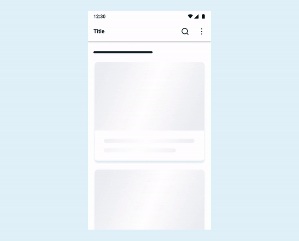 A basic skeleton loader. They're usually just some flashing grey boxes, to remind your users that your app hasn't broken — it's just loading.... slowly.