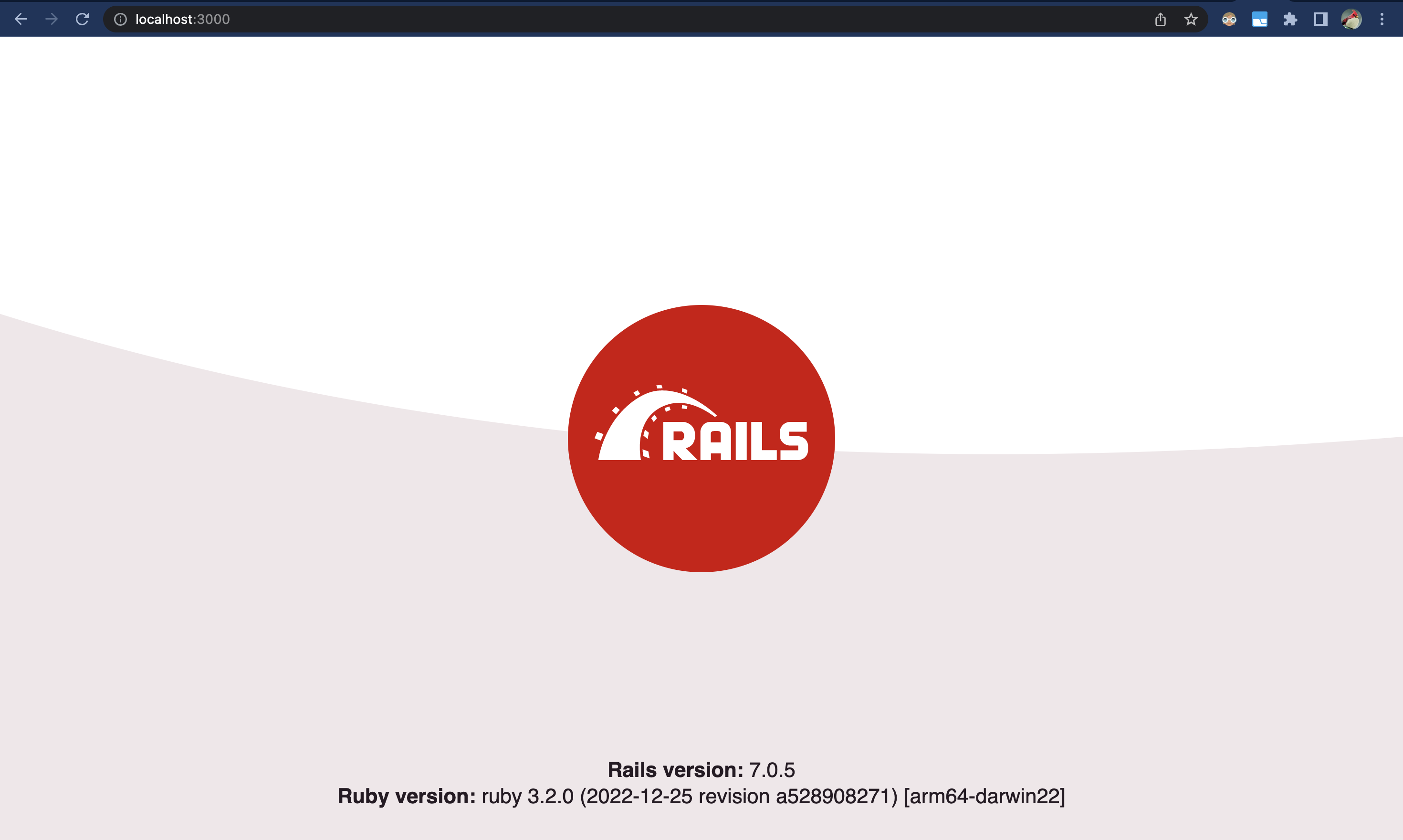 The Ruby on Rails splash screen — if you've been around the block a few times you've probably seen this screen.... a lot.